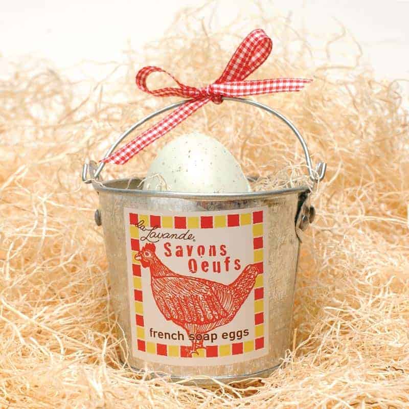 French Egg Soap, Mini Bucket & Hen Label